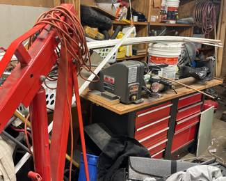 Engine hoist, lathe, saw