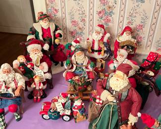 A variety of Clothtique Santas, most come with boxes!