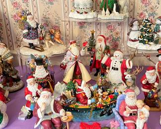 A selection of Lenox Santas