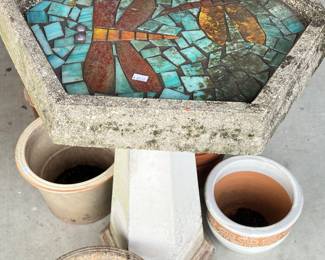 Mosaic Dragonfly Glass Outdoor Bowl