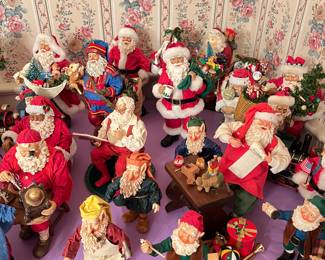 A variety of Clothtique Santas, most come with boxes!