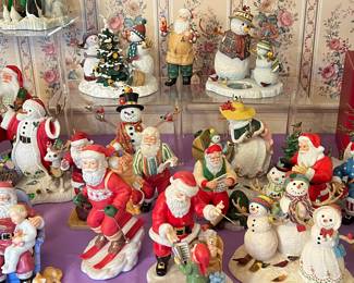 A selection of Lenox Santas