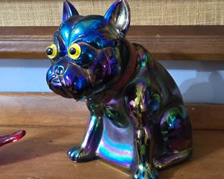 Westmoreland Blue Carnival Glass Dog