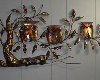 Midcentury Owl Metal Wall Art