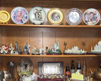 Collectors Plates - Figurines- Copper Tea Pot - Brass Candlesticks