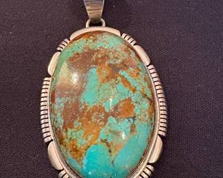Sterling silver and turquoise pendant by Thomas Francisco (Navajo)