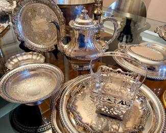 Large collection of silver-plate service items