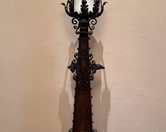 Antique European Wrought Iron Torchiere (two available)