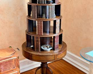 Antique Regency-style multi-tier revolving bookcase