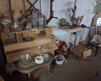 Old wicker table $20. Most knick knacks $5 or less