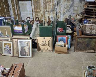 Many framed pictures $5 or less. Many chairs here $5 each