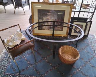Small bench $20. Nice framed print $10 rug $20