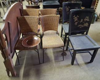 4 chairs $30. Pair chinoise chairs $45