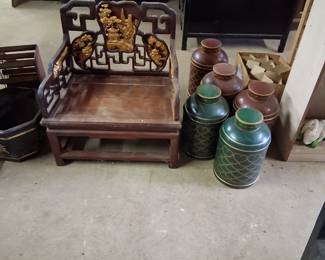 Ornate chinoise chair $50. Cans $10 each