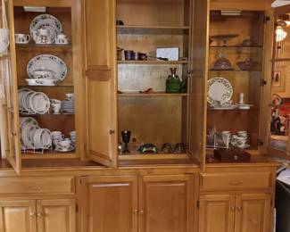 China cabinet,  silverplate, china , cake plates