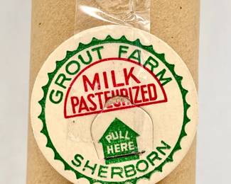 Tube Of Vintage Grout Farm Sherborn Paper Milk Bottle Caps