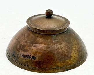 Vintage Hand Wrought Copper Inkwell