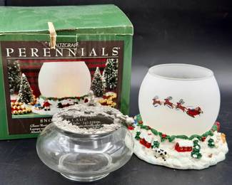 Pfaltzgraff Perennials Snow Village & Rabbit Candleholder