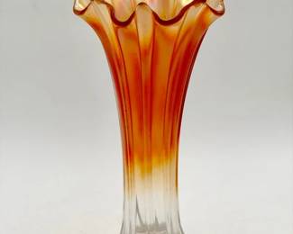 Marigold Carnival Glass Swung Vase
