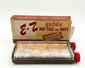 Vintage E-Z Guide Map Case & Map