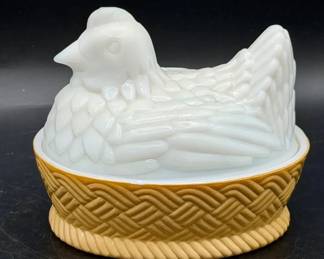 Avon Milk Glass Hen On Nest
