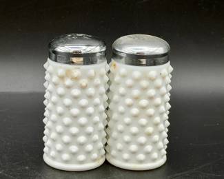 (2) Milk Glass Hobnail Salt & Pepper Shakers