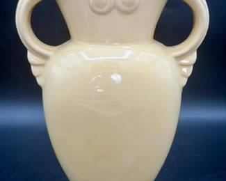 Vintage Art Deco Pottery Vase — Double Scroll Handle