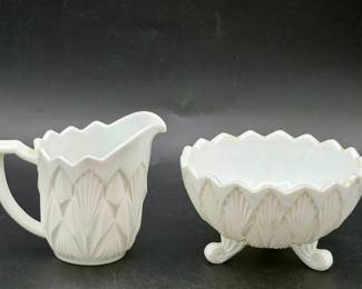 Milk Glass Creamer & Open Sugar Bowl