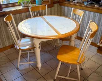 Round Tile-Top Dining Table & (4) Chairs