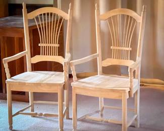 (2) Sturdy Wood Ladder Back Chairs