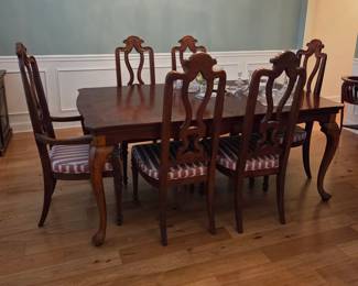 Dining Table with Six Chairs, Two Leaf Inserts
