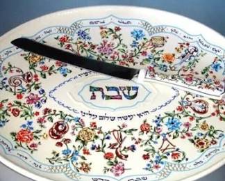 Lenox LChaim Large Hallah Challah Oval Platter with matching knife
