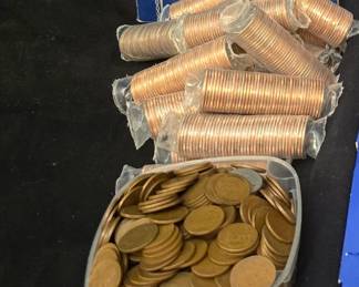 Rolls of uncirculated quarters from the year 2000, Wheat pennies, Indian HeadBuffalo nickels