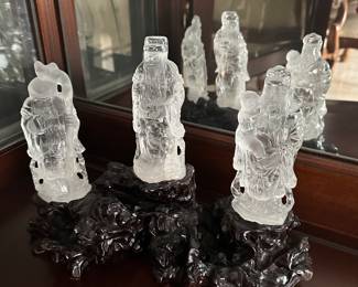 Fu, Lu, Shou clear quartz figurines 