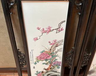 Four seasons hand painted porcelain plaque 