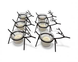141 Setof6MetalReindeerTealightCandleHolders