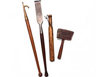 98 Setof4WoodworkingToolsChiselHookToolMarkingGaugeMallet