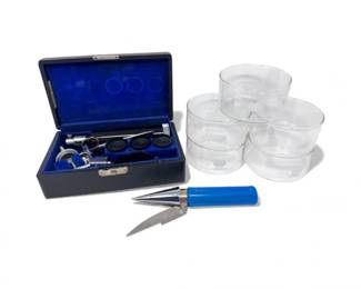 63 VintageMedicalLaboratorySetOphthalmoscopePyrexDishes