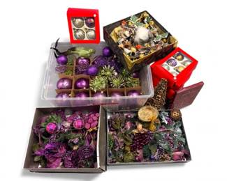 156 PurpleGoldChristmasDcorAssortmentwWaterfordOrnaments