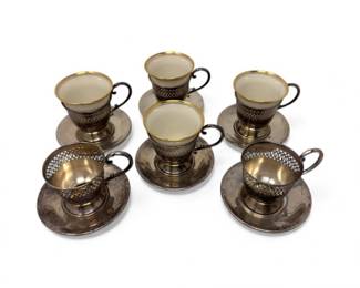 25 6SterlingCupHoldersSaucersw4LenoxDemitasseCups