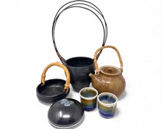 64 Beautiful6PieceArtisanPotteryCollectionSignedBowlsTeacups