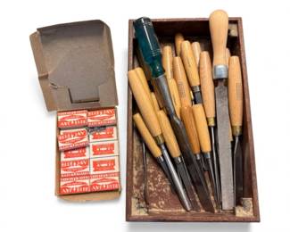 100 GreenleeShopSmithWoodCarvingToolswBlueJayRazorBlades
