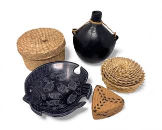 18 KenyaFishBowlOaxacanBlackClayJugWovenBaskets