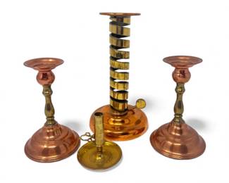 117 LaurenceButlerSpiralCandlestickMorellsGjuteriMoraCopperPair