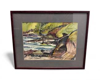104 FramedWatercolorLandscapebyBillGillham1988Signed