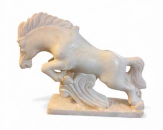 150 WhiteMarbleGallopingHorseSculpture