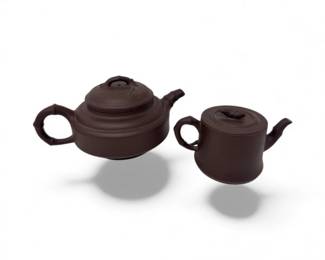 92 UnglazedClayTeapotPairBrownZishaStylePottery
