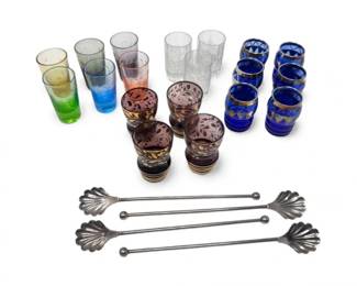 69 VintageMixedBarwareSetwColorfulGlassesDecorativeStirrers