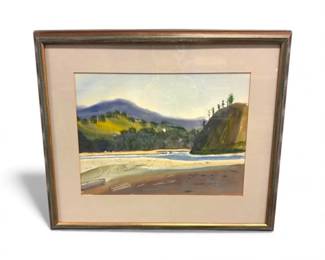 28 Kinzel1971FramedWatercolorLandscapePainting