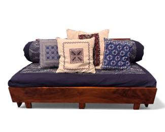 75 BohoStyleConvertibleWoodDaybedwHandStitchedPillows
